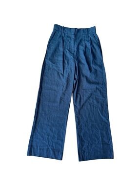 A&F Linen Blend Pleated High Rise Black Pants Abercrombie & Fitch Wide Leg